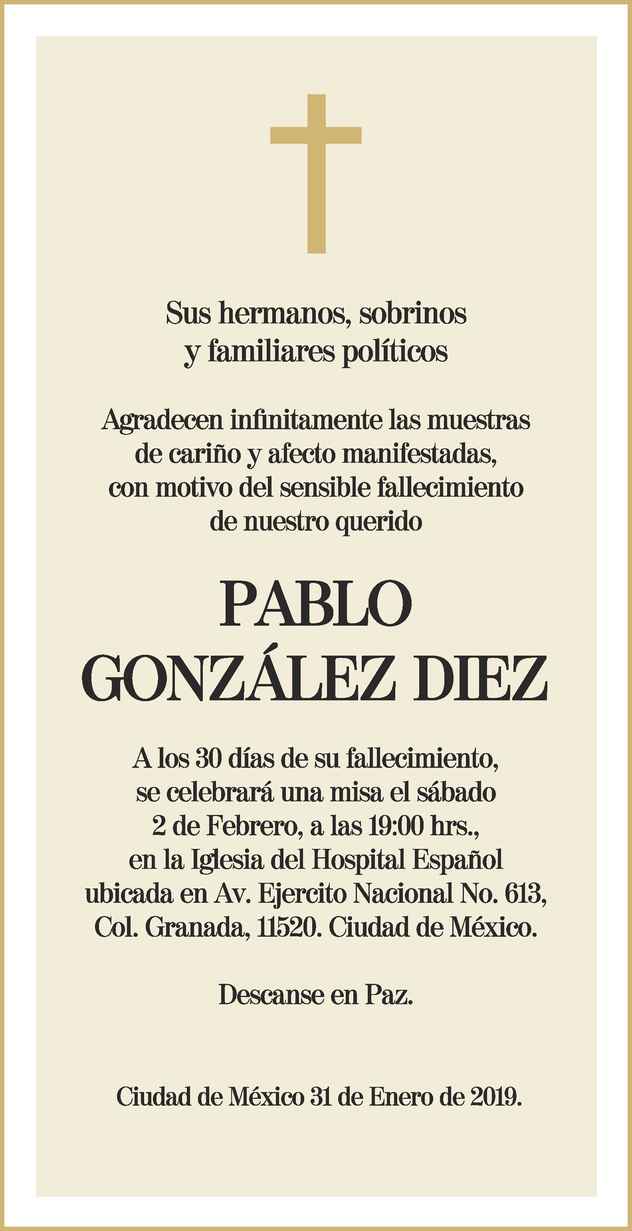 Señor Pablo González Diez Obituario Esquela