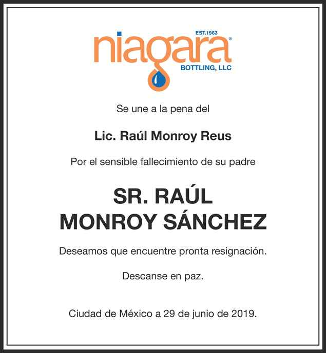 Señor Raúl Monroy Sánchez Obituario Esquela