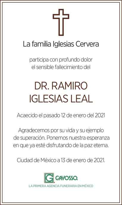 Dr Ramiro Iglesias Leal Obituario Esquela