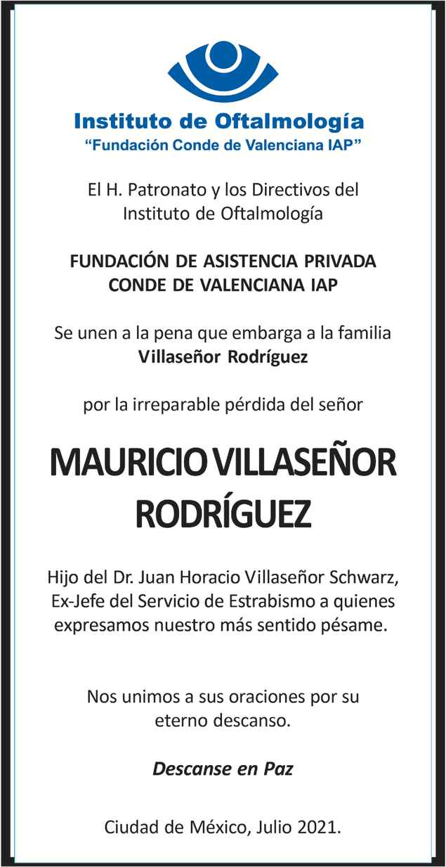 Señor Mauricio Villaseñor Rodriguez Obituario Esquela