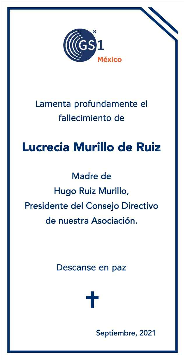 Señora Lucrecia Murillo de Ruiz Obituario Esquela