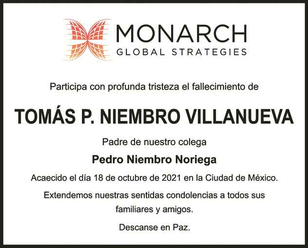 Señor Tomás P Niembro Villanueva Obituario Esquela