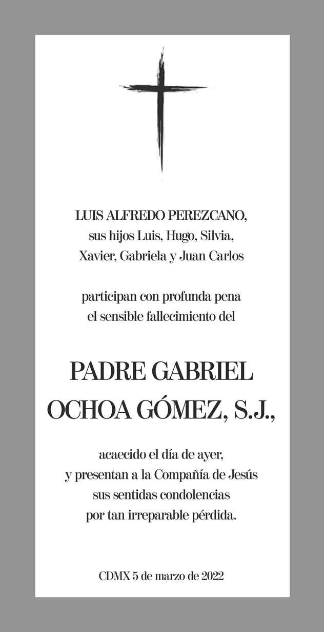 Sacerdote Padre Gabriel Ochoa G Mez Sj Obituario Esquela