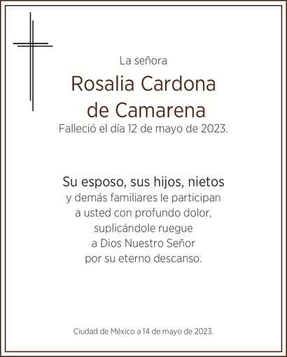 Se Ora Rosalia Cardona De Camarena Obituario Esquela