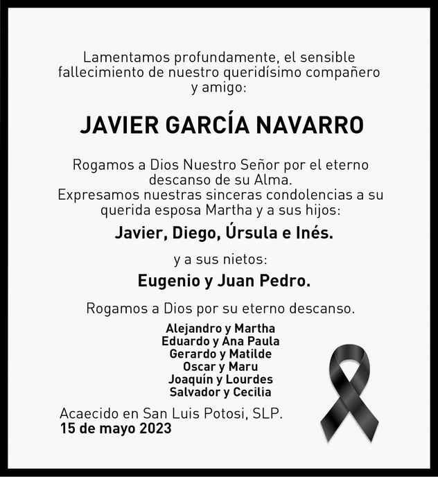 Se Or Javier Garc A Navarro Obituario Esquela