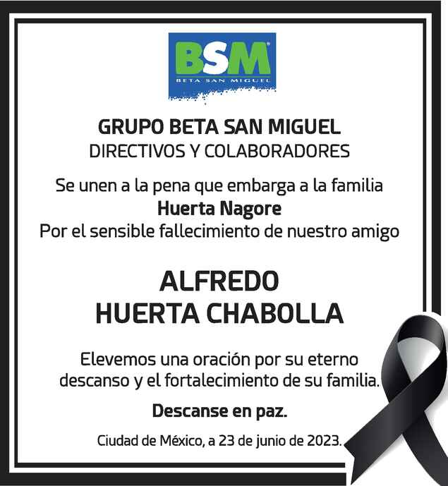 Señor Alfredo Huerta Chabolla Obituario Esquela