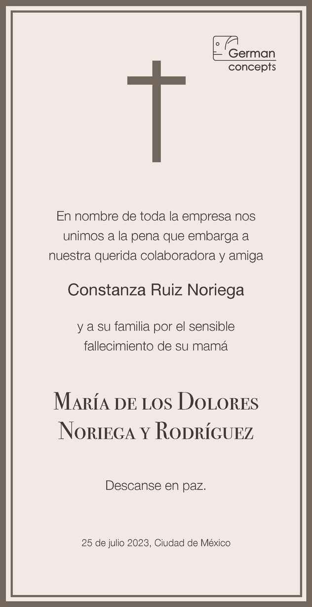 Se Ora Mar A De Los Dolores Noriega Y Rodr Guez Obituario Esquela