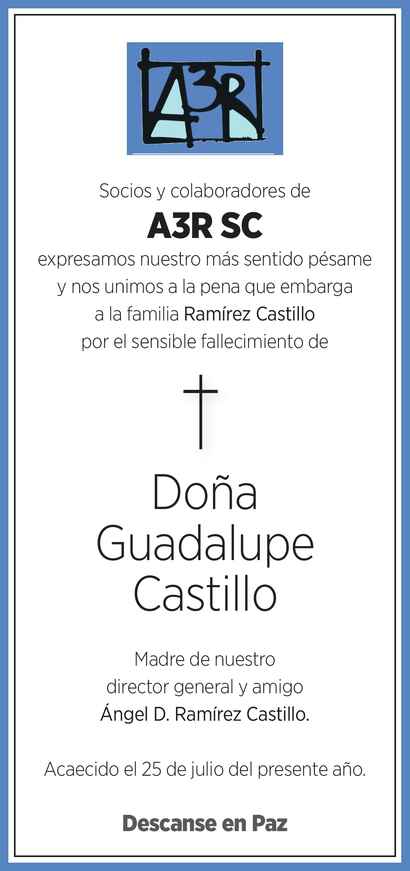 Do A Guadalupe Castillo Obituario Esquela