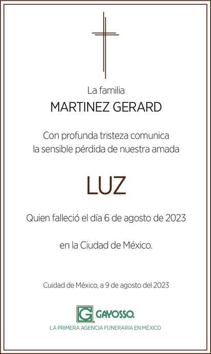 Se Ora Luz Mart Nez Gerard Obituario Esquela