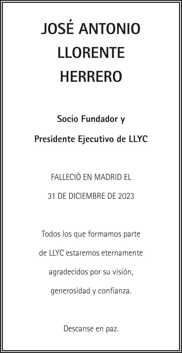 Lic Jos Antonio Llorente Herrero Obituario Esquela