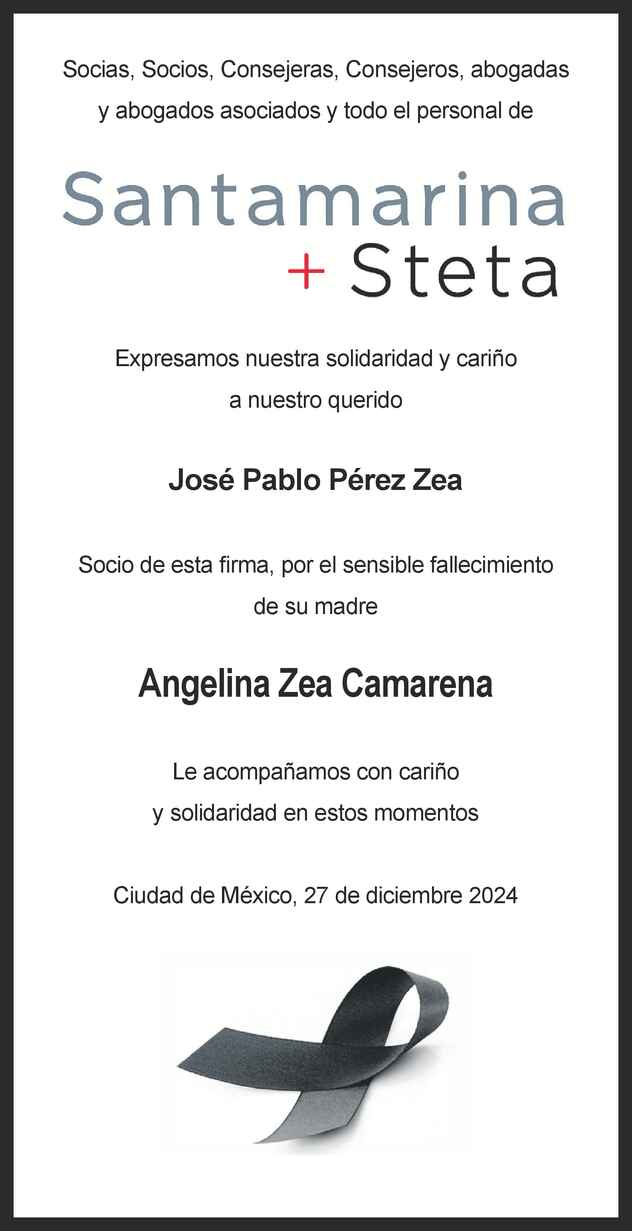 Se Ora Angelina Zea Camarena Obituario Esquela